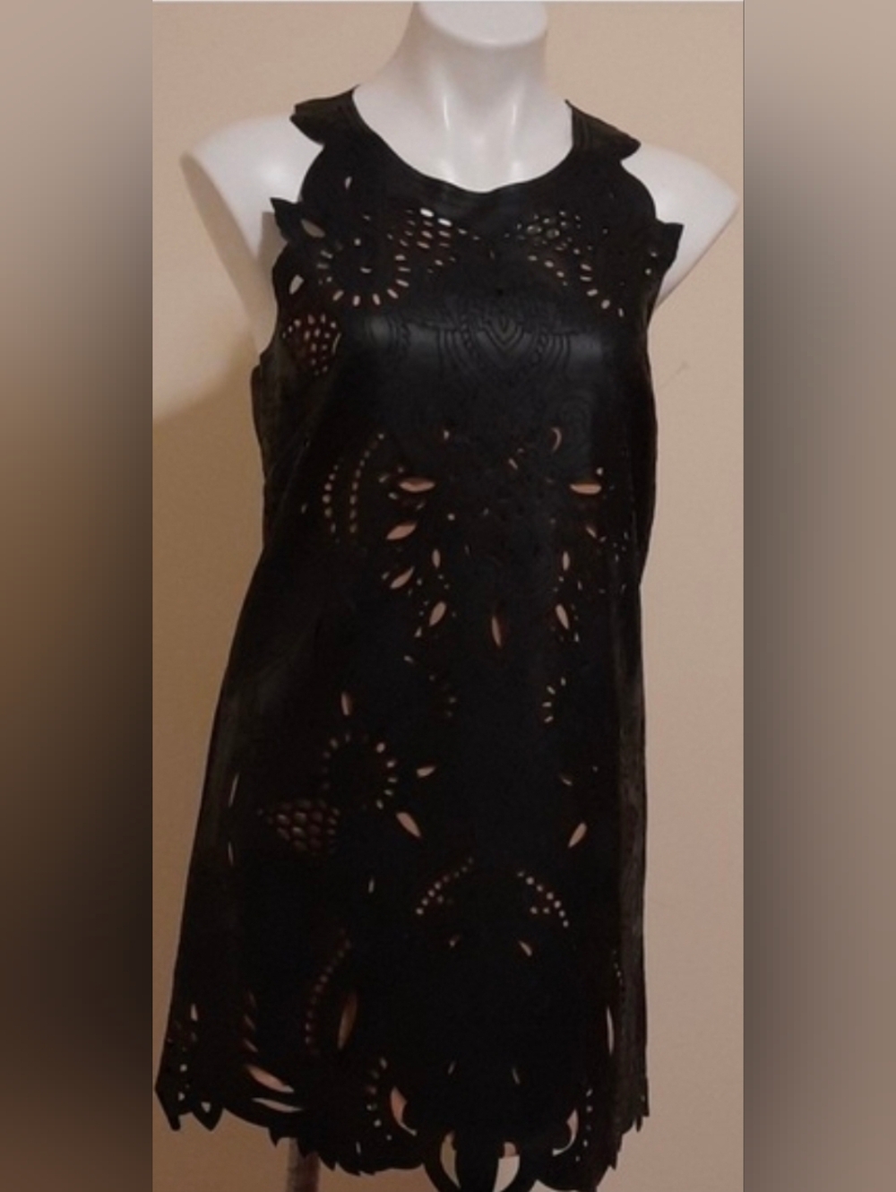 Anthropologie Leather Backless Mini Dress - Picture 3 of 7